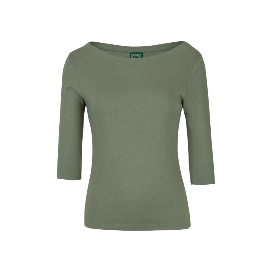 Ladies 3/4 Sleeve Boat Neck Tee - Sage