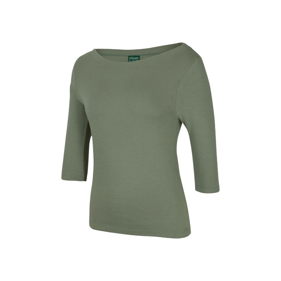 Ladies 3/4 Sleeve Boat Neck Tee - Sage