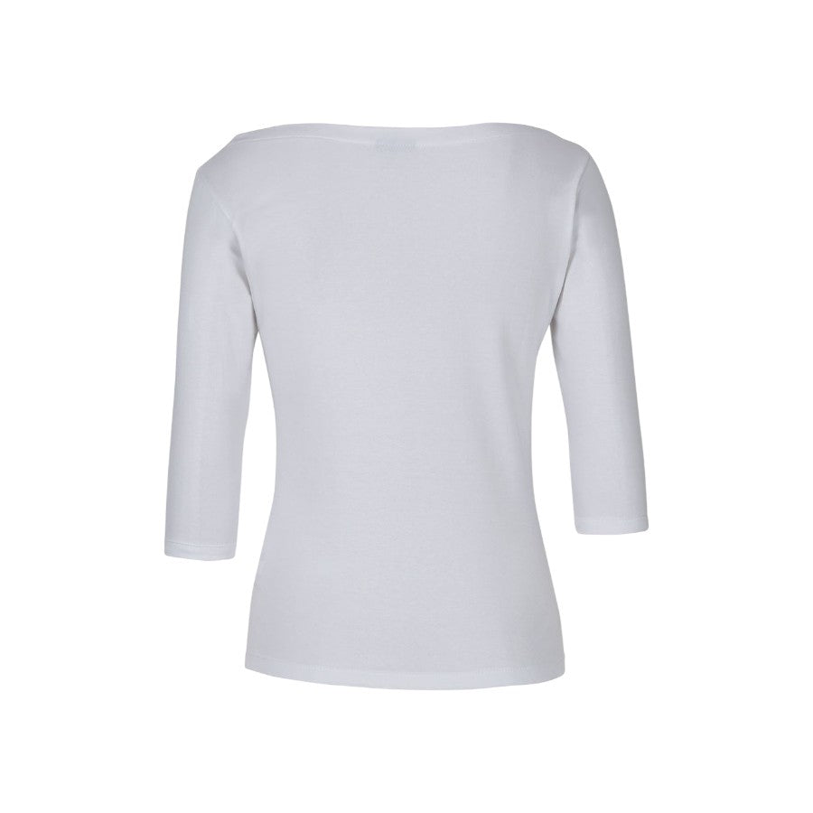 Ladies 3/4 Sleeve Boat Neck Tee - White