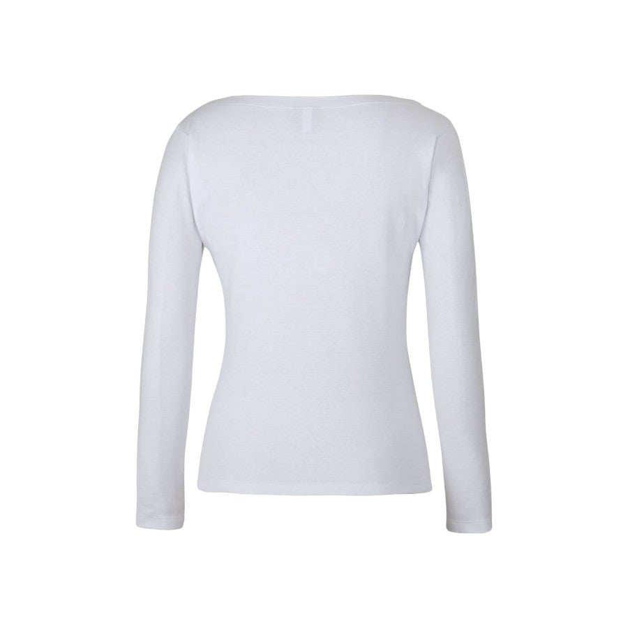 Ladies L/S Boat Neck Tee - White