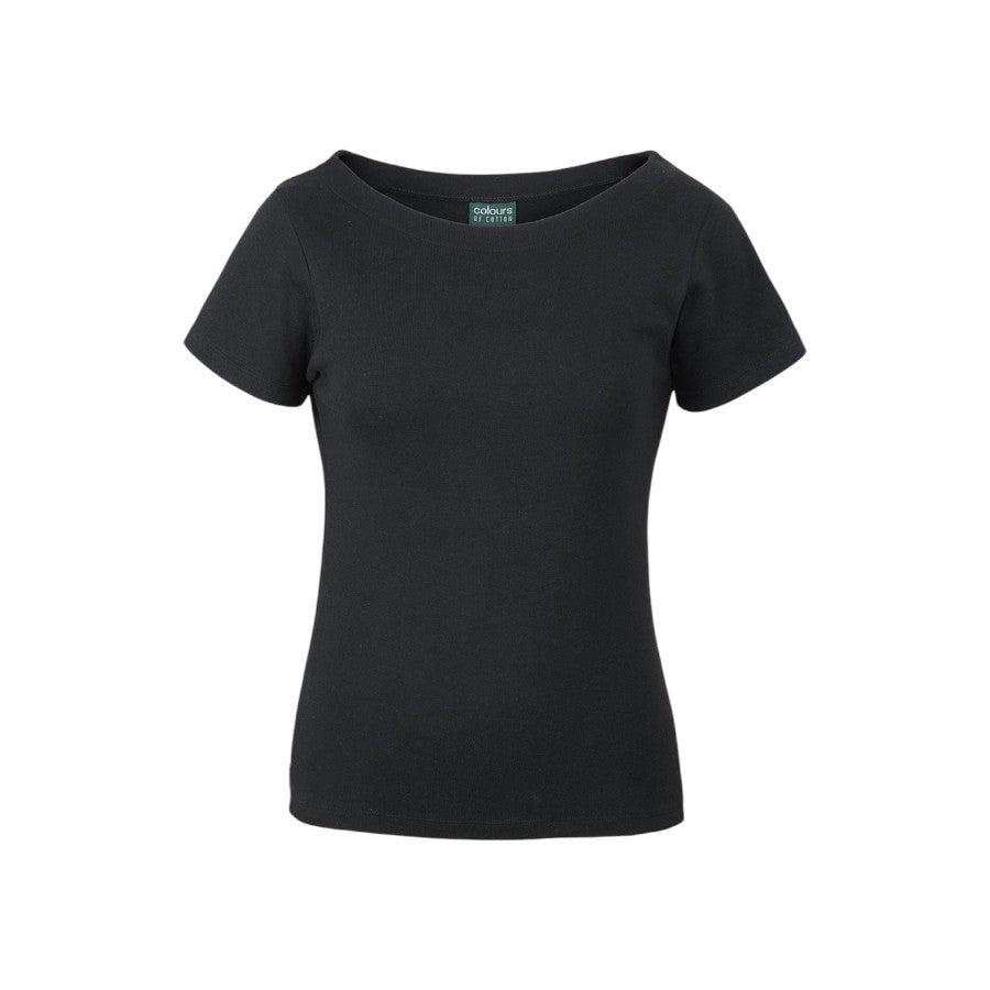 Ladies Boat Neck Tee - Black