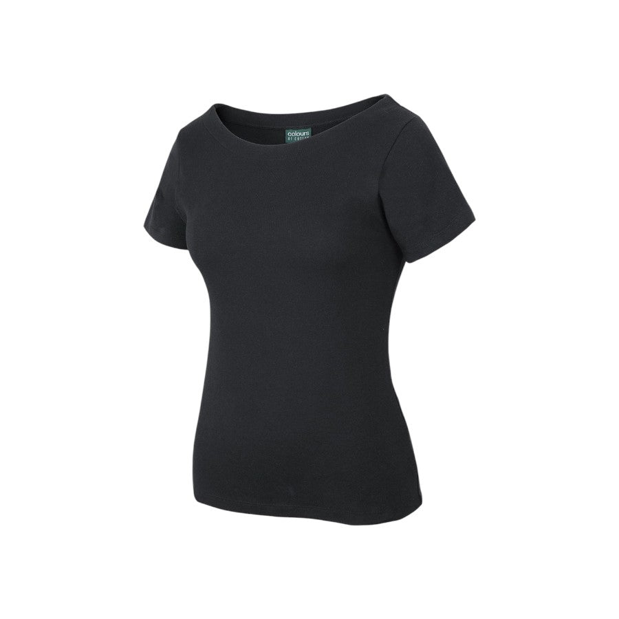 Ladies Boat Neck Tee - Black