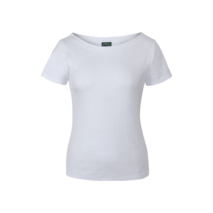 Ladies Boat Neck Tee - White