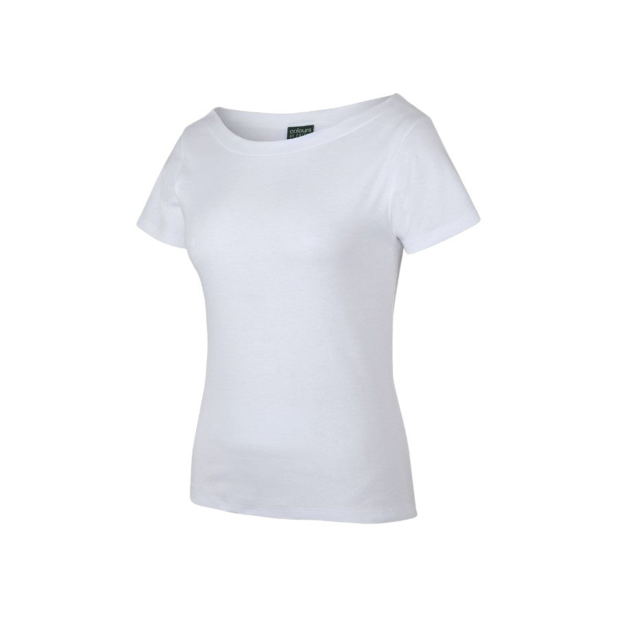 Ladies Boat Neck Tee - White