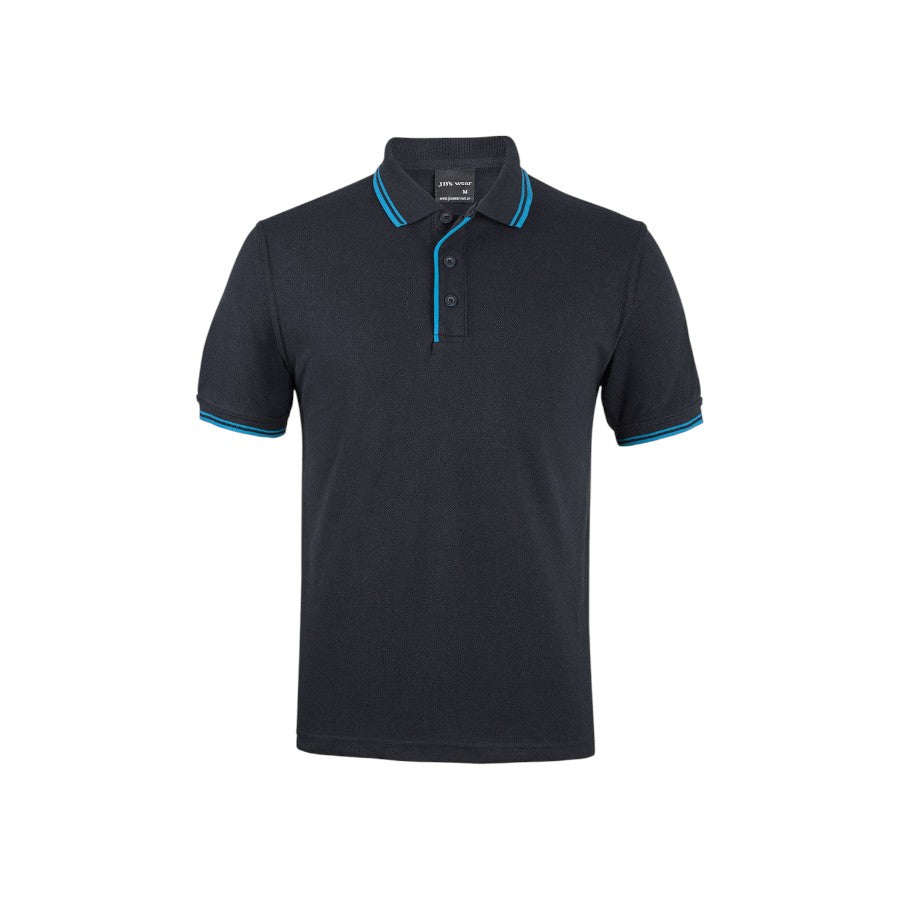 Contrast Polo - Black/Aqua