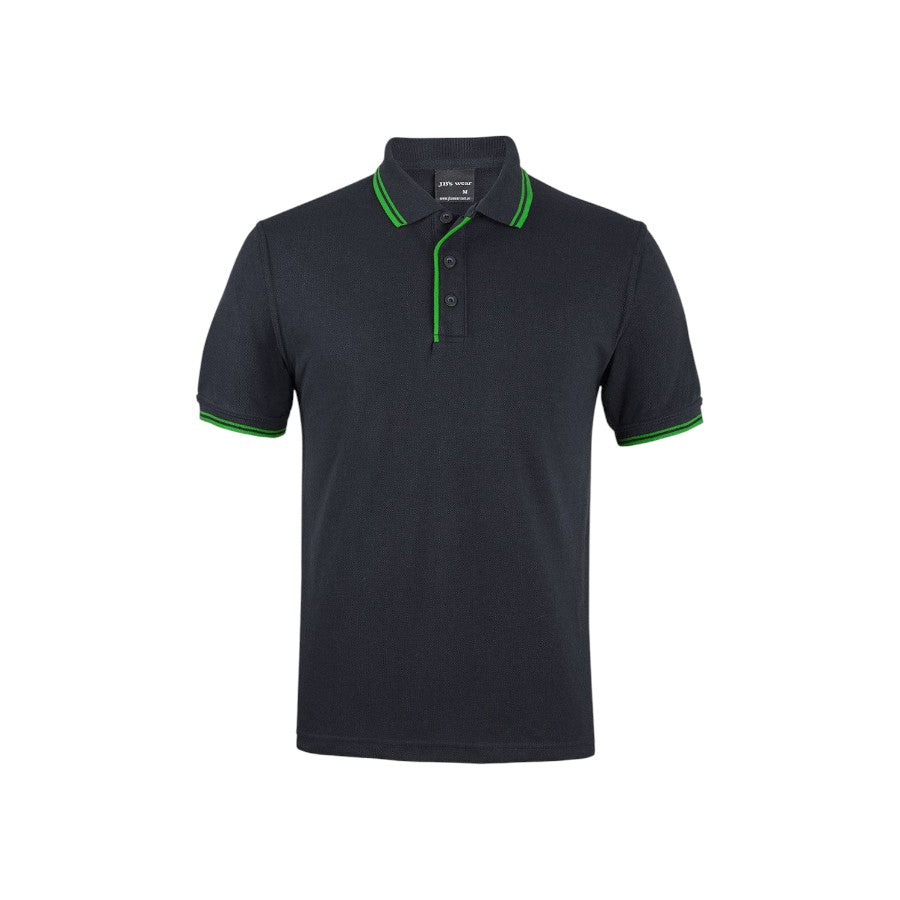 Contrast Polo - Black/Pea Green