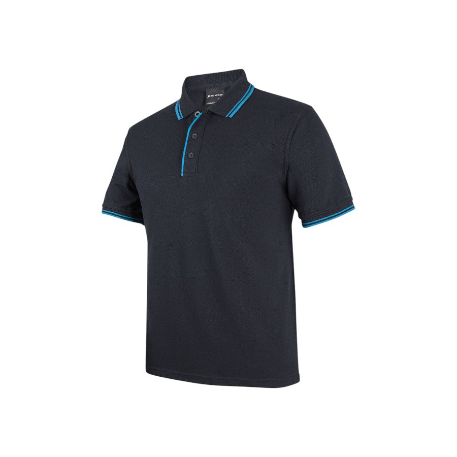 Contrast Polo - Black/Aqua