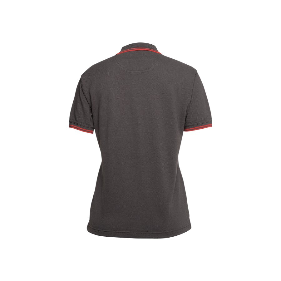 Ladies Contrast Polo - Gunmetal/Red