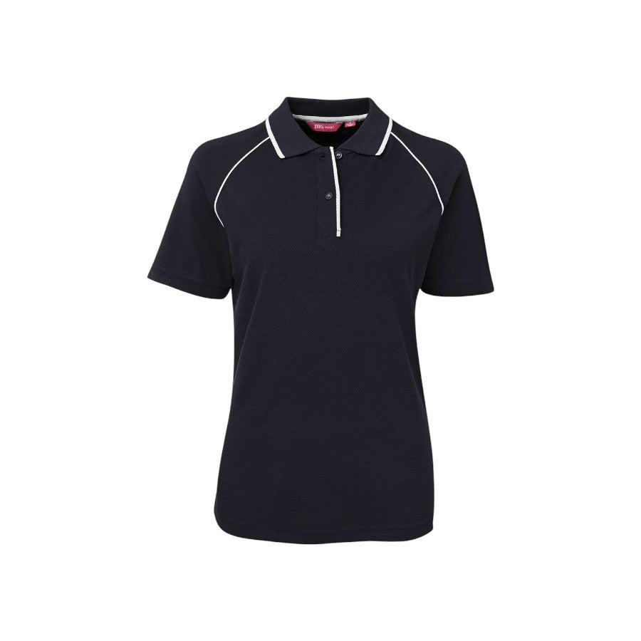 Ladies Raglan Polo - Navy/White