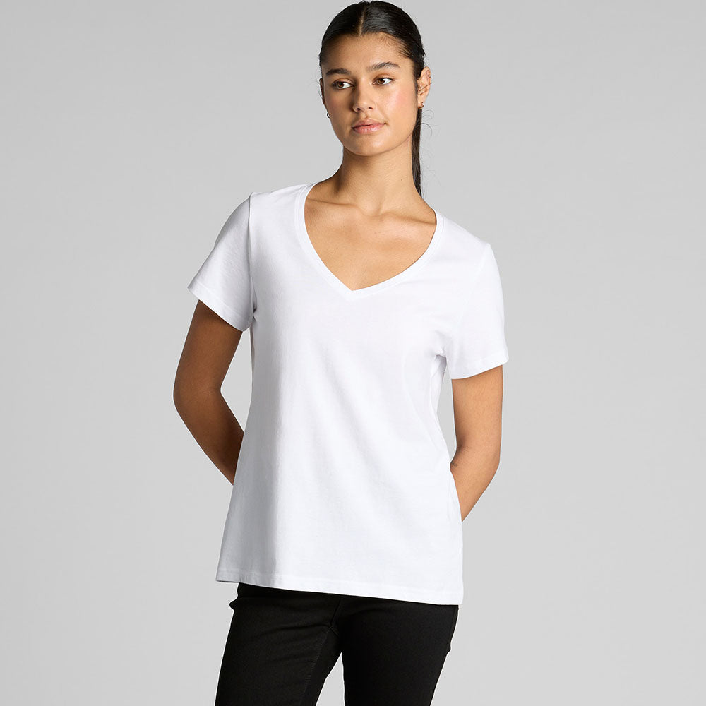 Woman's Maple V Neck Tee- Workwear Branding Embroidery ｜Digital Printing