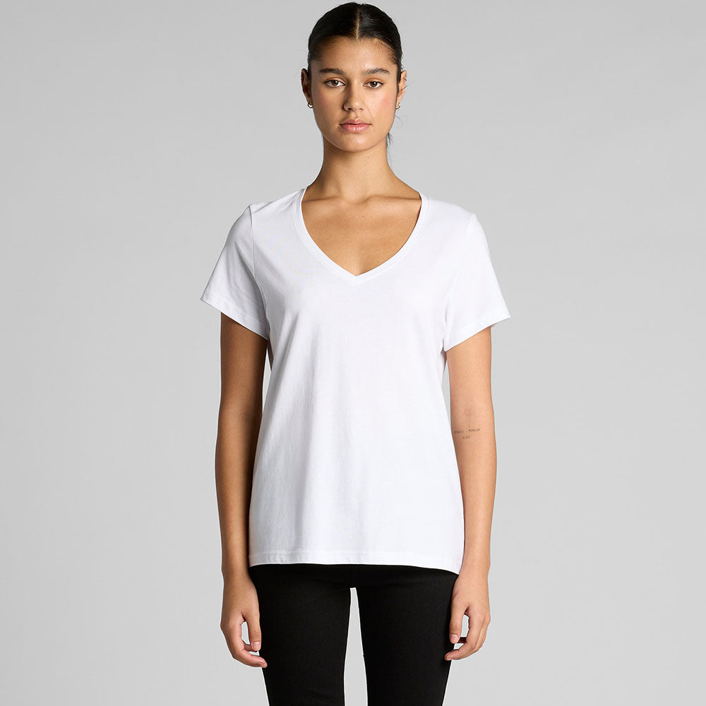 Woman's Maple V Neck Tee- Workwear Branding Embroidery ｜Digital Printing