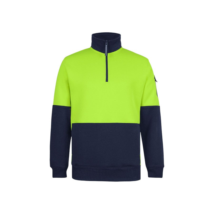 Hi-Vis 350gsm 1/2 zip trade fleece – custom embroidery, BrightenWear