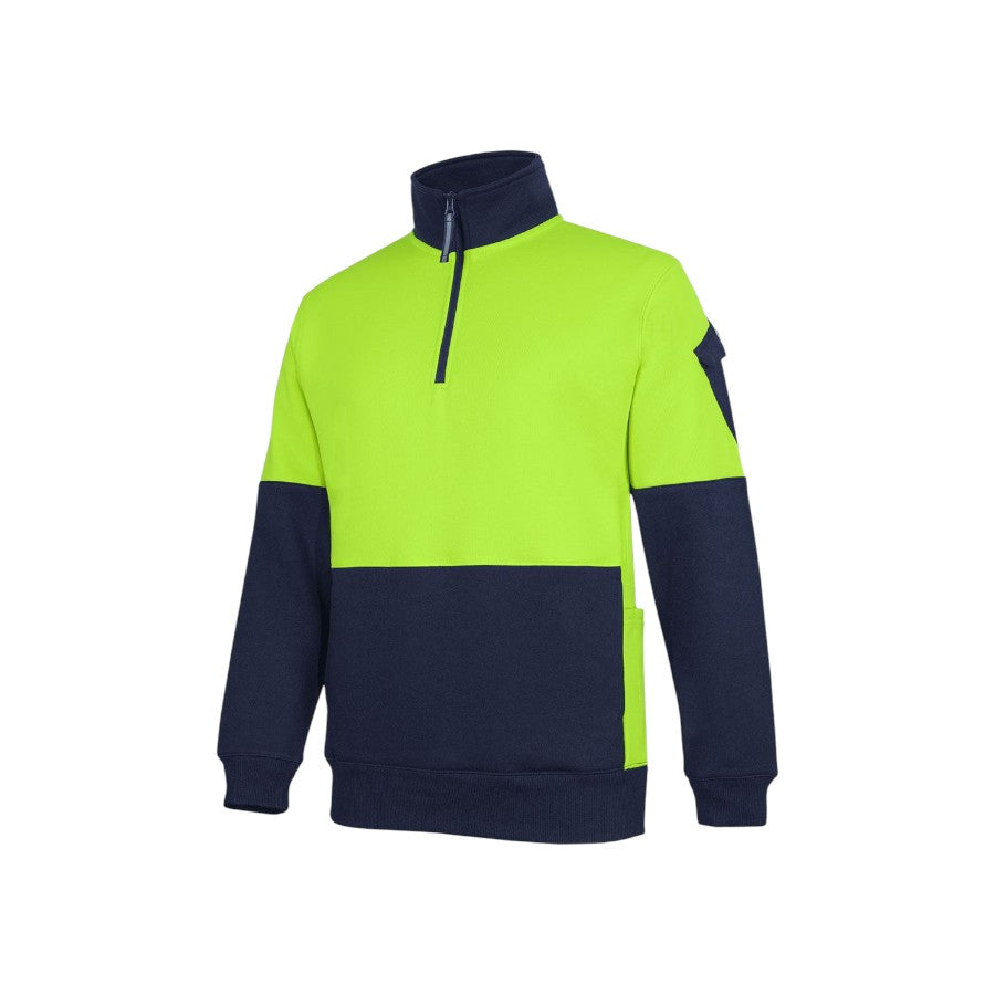 Hi-Vis 350gsm 1/2 zip trade fleece – custom embroidery, BrightenWear
