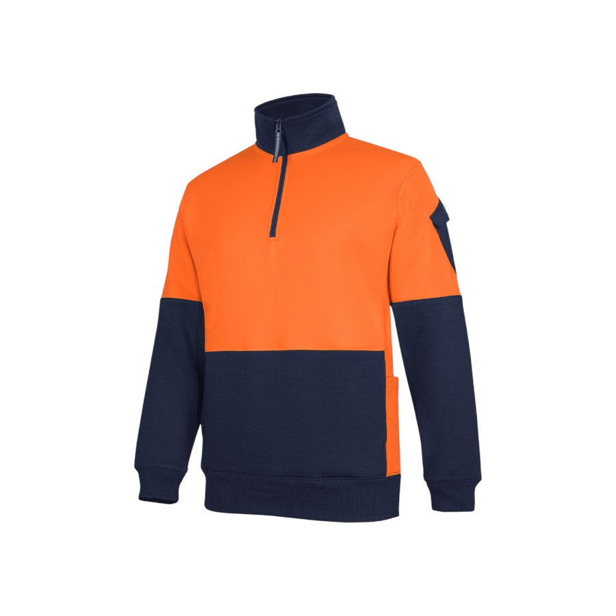 Hi-Vis 350gsm 1/2 zip trade fleece – custom embroidery, BrightenWear