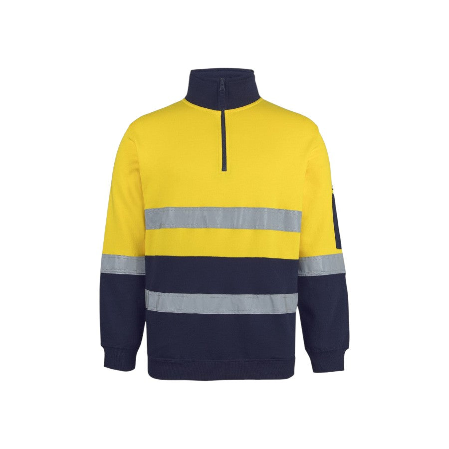 Hi Vis (D+N) 310 Cotton 1/2 Zip Fleece - Yellow/Navy