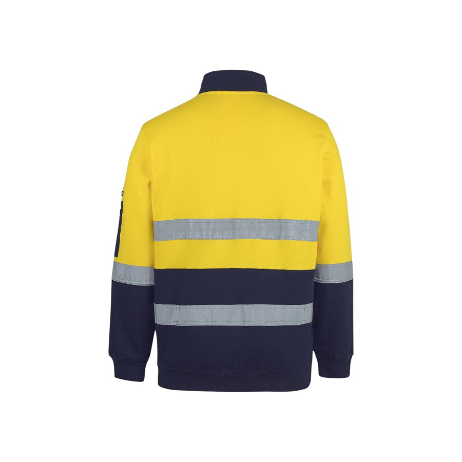 Hi Vis (D+N) 310 Cotton 1/2 Zip Fleece - Yellow/Navy