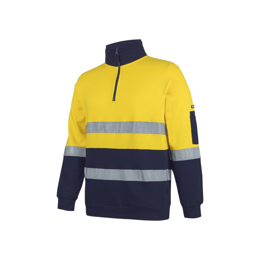 Hi Vis (D+N) 310 Cotton 1/2 Zip Fleece - Yellow/Navy