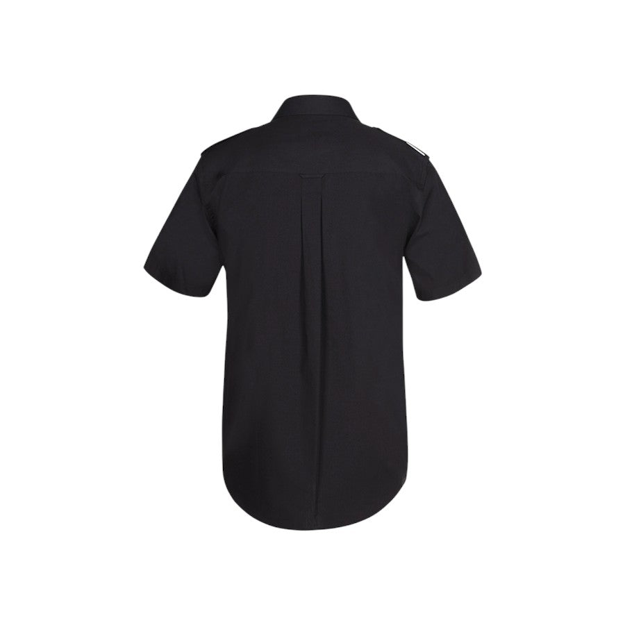 Epaulette work shirt in black, short sleeve
