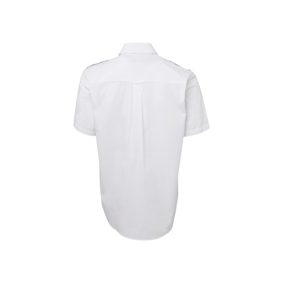 Epaulette work shirt in white, short sleeve
