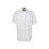 Epaulette work shirt in white, short sleeve, front view