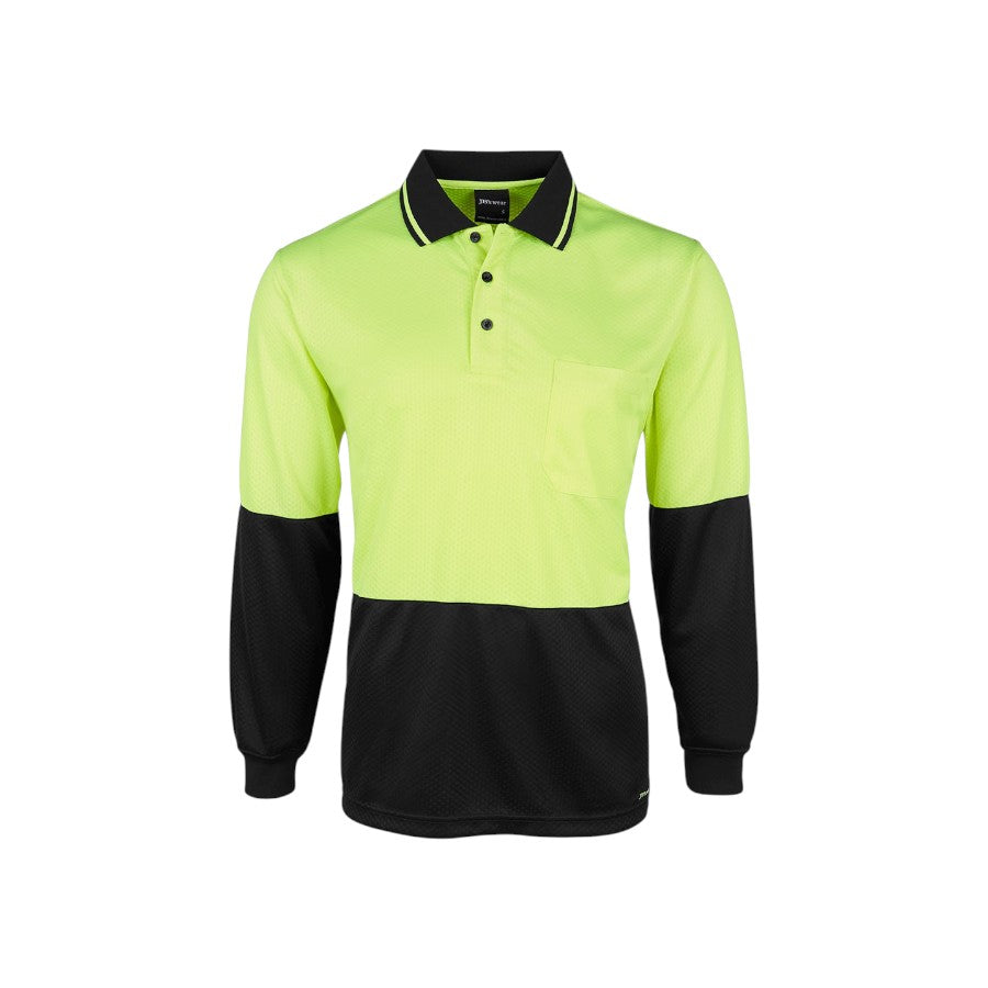 Hi Vis L/S Jacquard Polo - Lime/Black