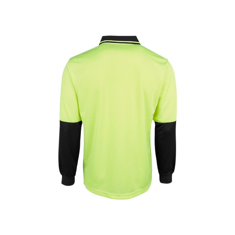 Hi Vis L/S Jacquard Polo - Lime/Black