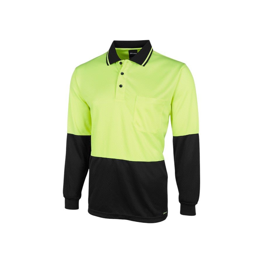 Hi Vis L/S Jacquard Polo - Lime/Black