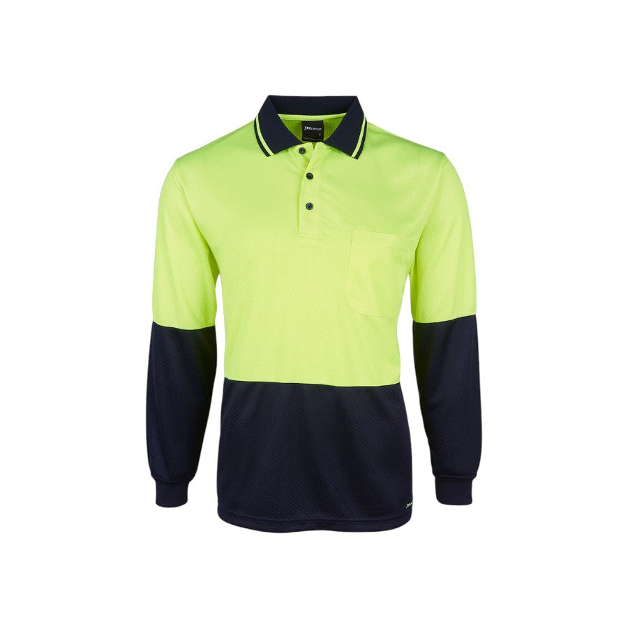 Hi Vis L/S Jacquard Polo - Lime/Navy