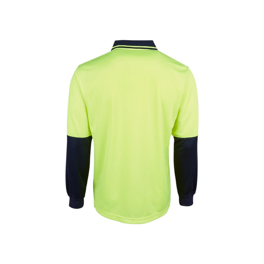 Hi Vis L/S Jacquard Polo - Lime/Navy