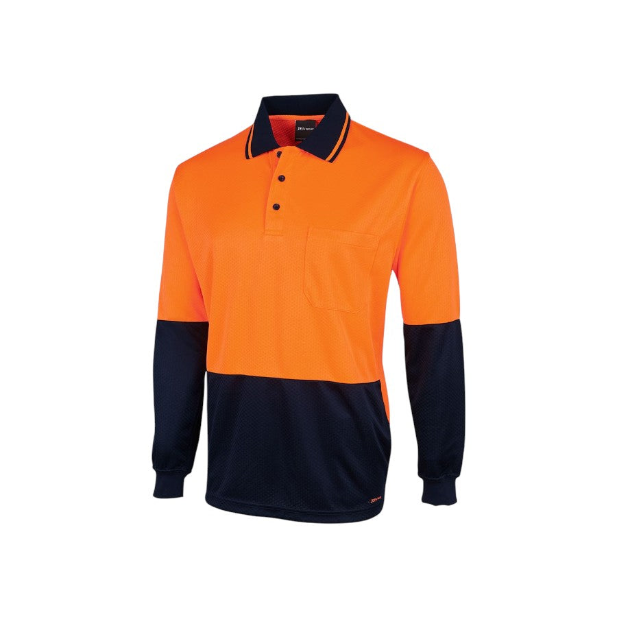 Hi Vis L/S Jacquard Polo - Orange/Navy
