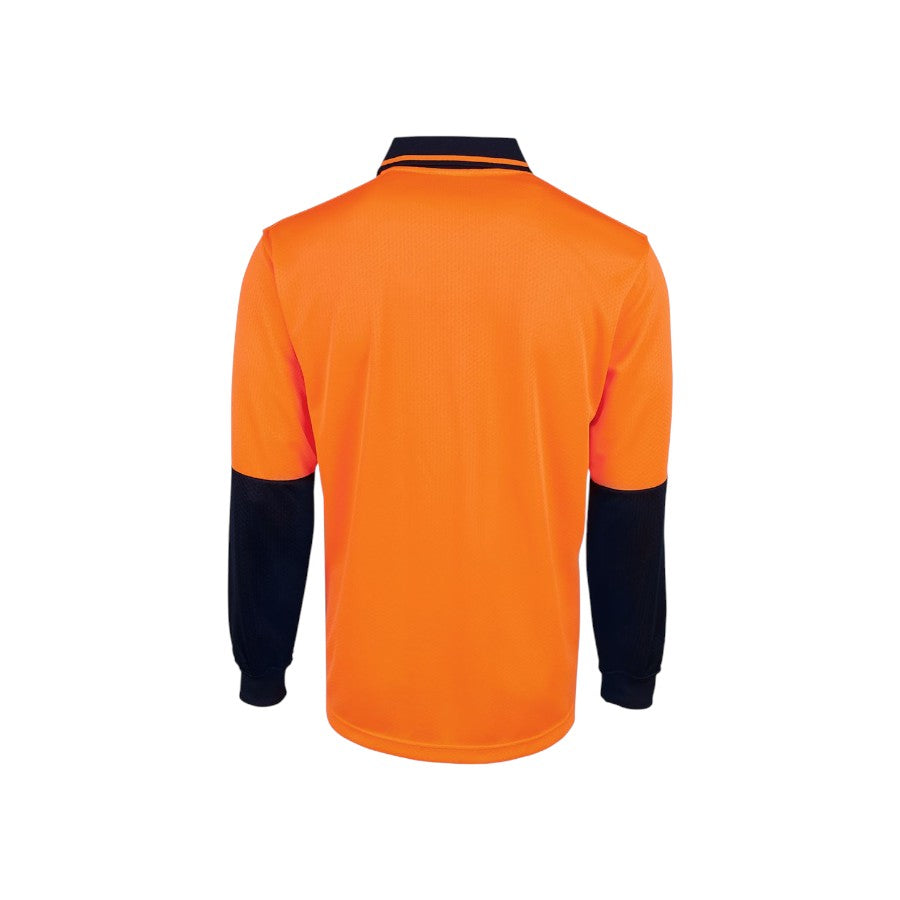 Hi Vis L/S Jacquard Polo - Orange/Navy