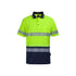 Hi Vis (D+N) Cotton Back S/S Segmented Tape Polo - Lime/Navy