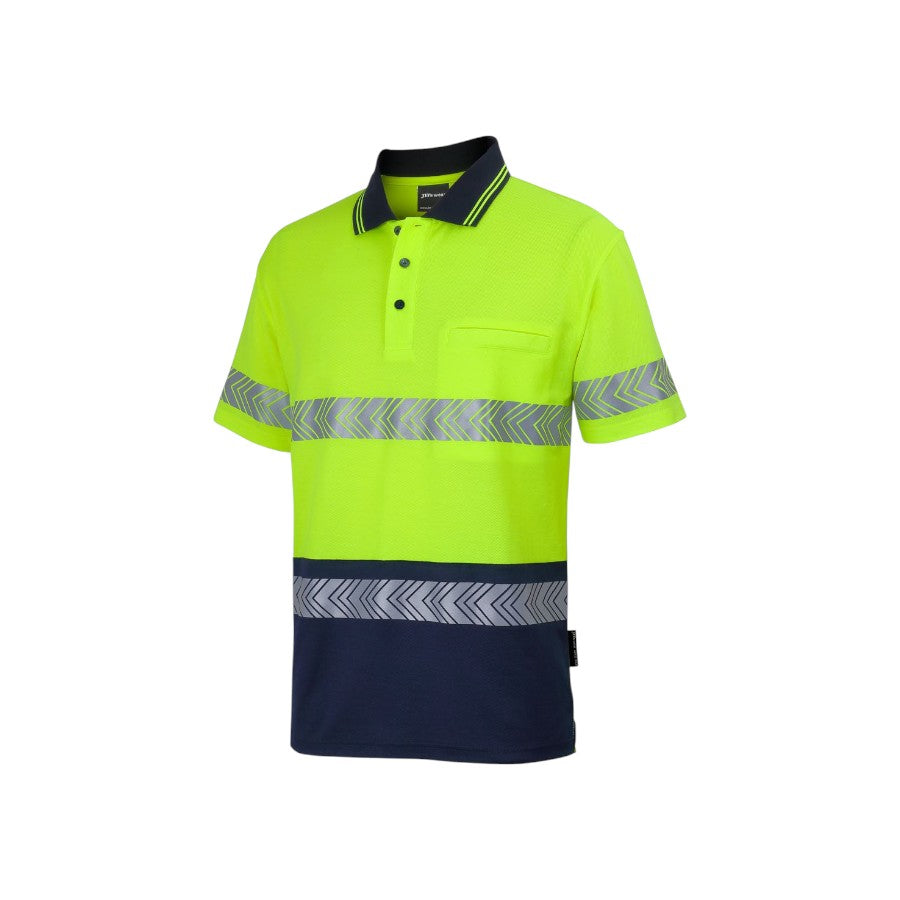 Hi Vis (D+N) Cotton Back S/S Segmented Tape Polo