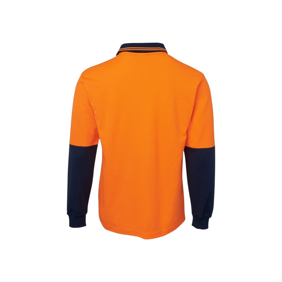 Hi Vis L/S Cotton Back Polo - Orange/Navy