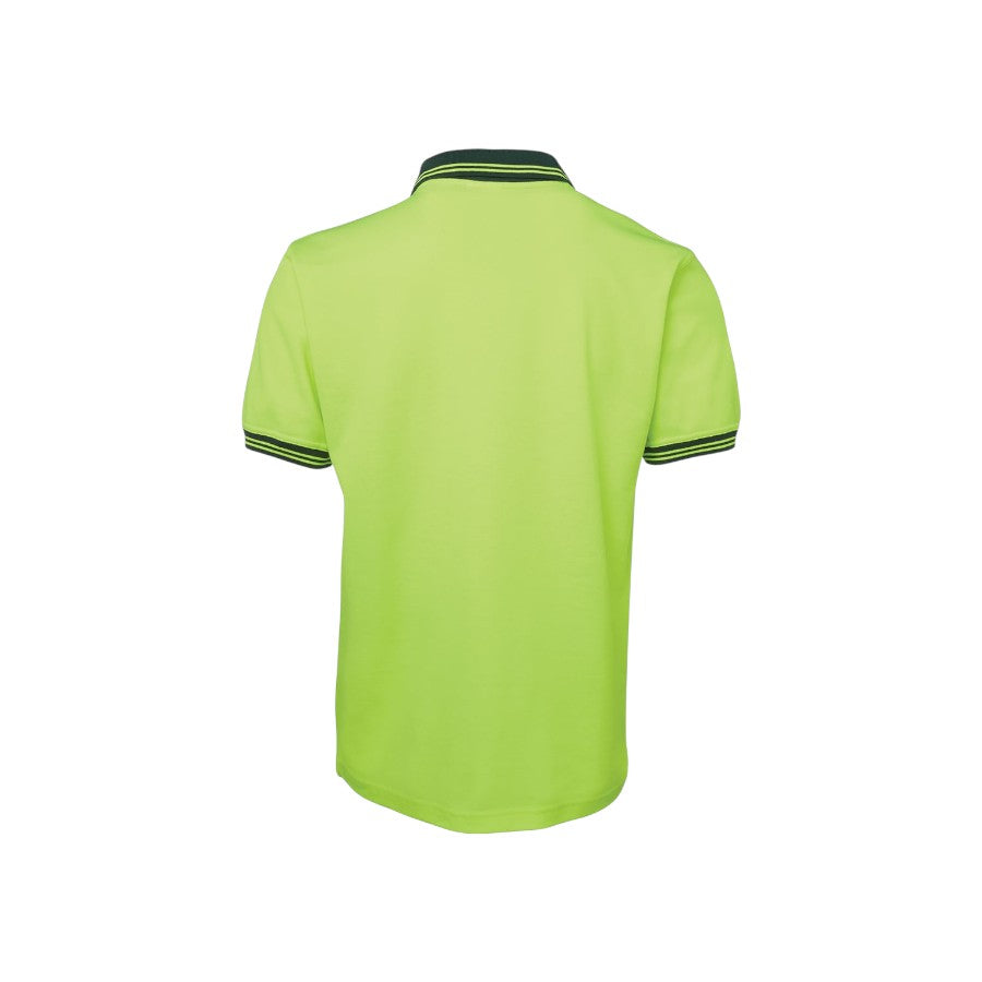 Hi Vis S/S Cotton Back Polo - Lime/Navy