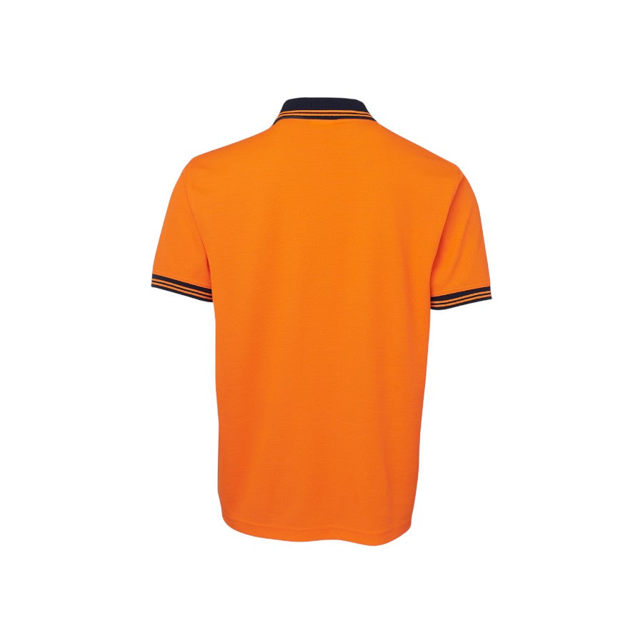 Hi Vis S/S Cotton Back Polo - Orange/Navy