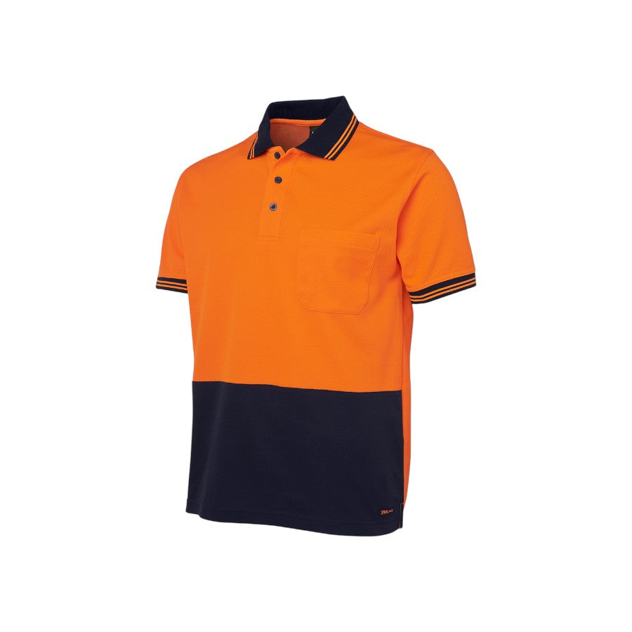 Hi Vis S/S Cotton Back Polo - Orange/Navy