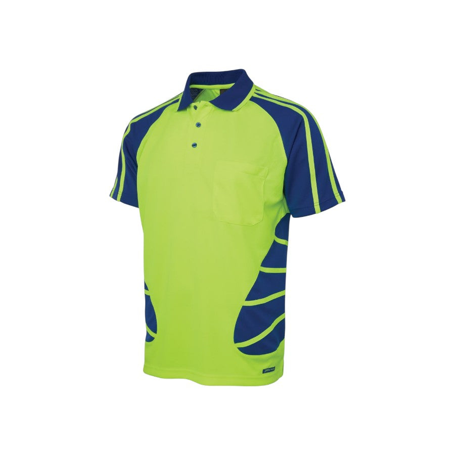 Hi Vis S/S Spider Polo - Lime/Royal