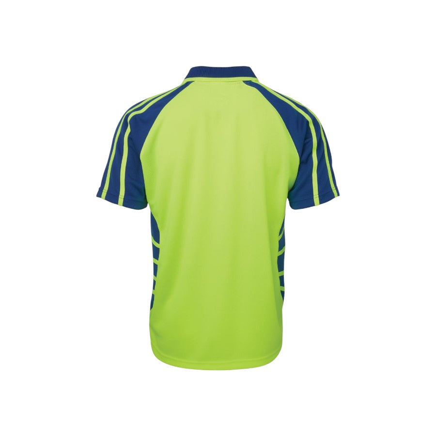 Hi Vis S/S Spider Polo - Lime/Royal