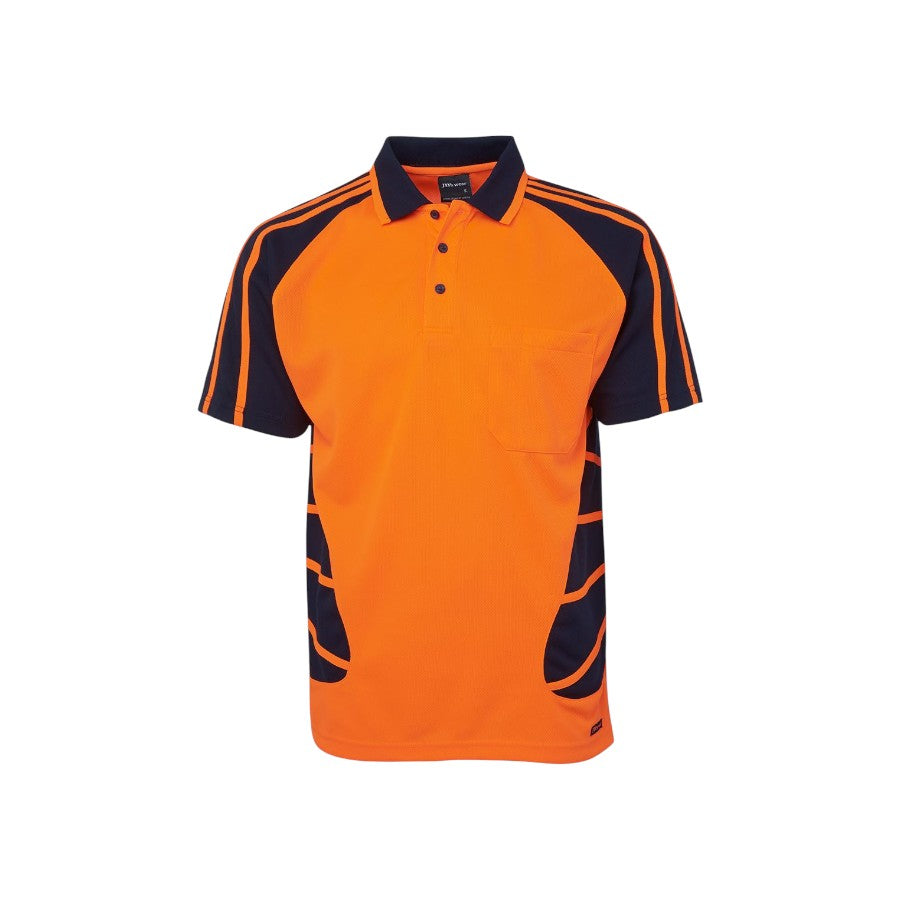 Hi Vis S/S Spider Polo - Orange/Navy