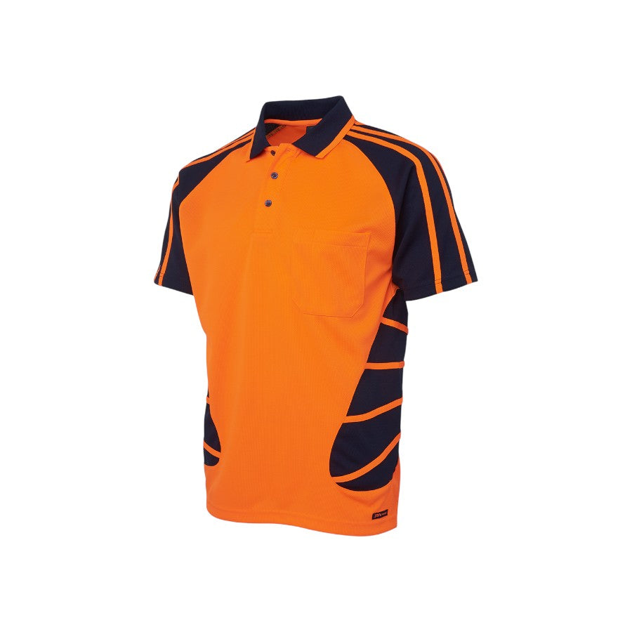 Hi Vis S/S Spider Polo - Orange/Navy