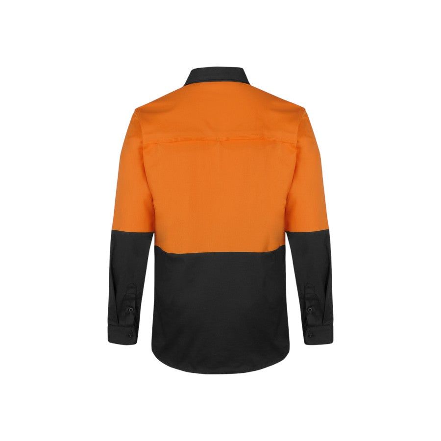 Hi Vis L/S Stretch Work Shirt - Orange/Black