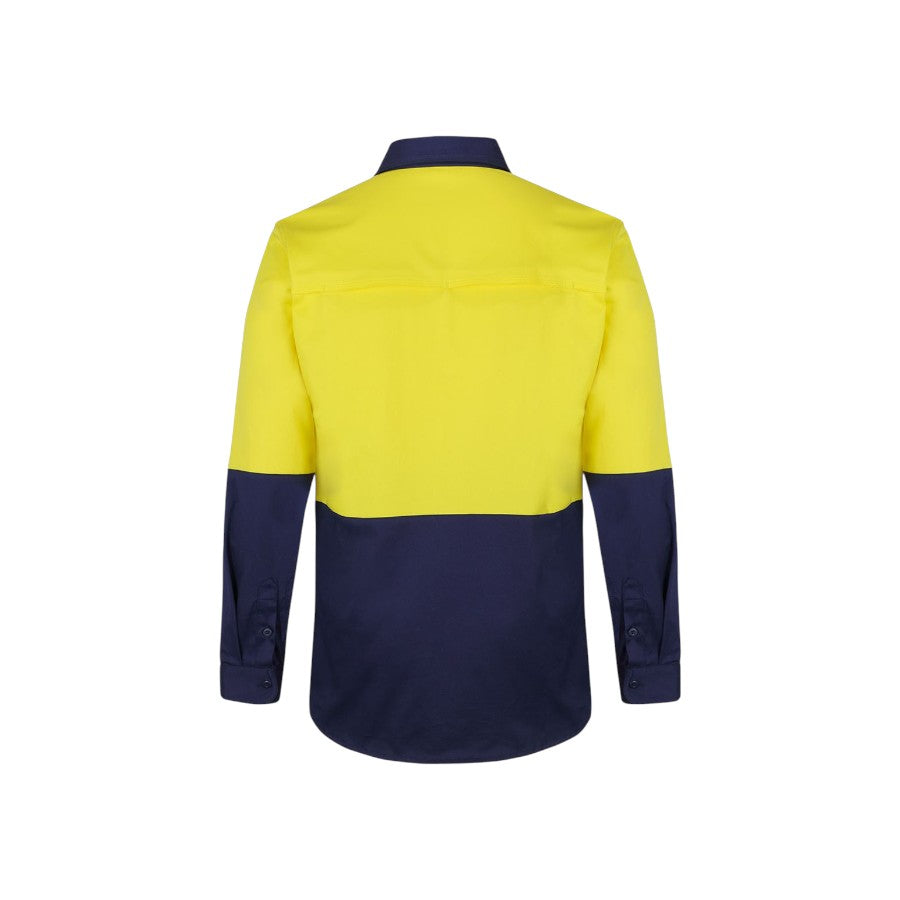 Hi Vis L/S Stretch Work Shirt - Yellow/Navy