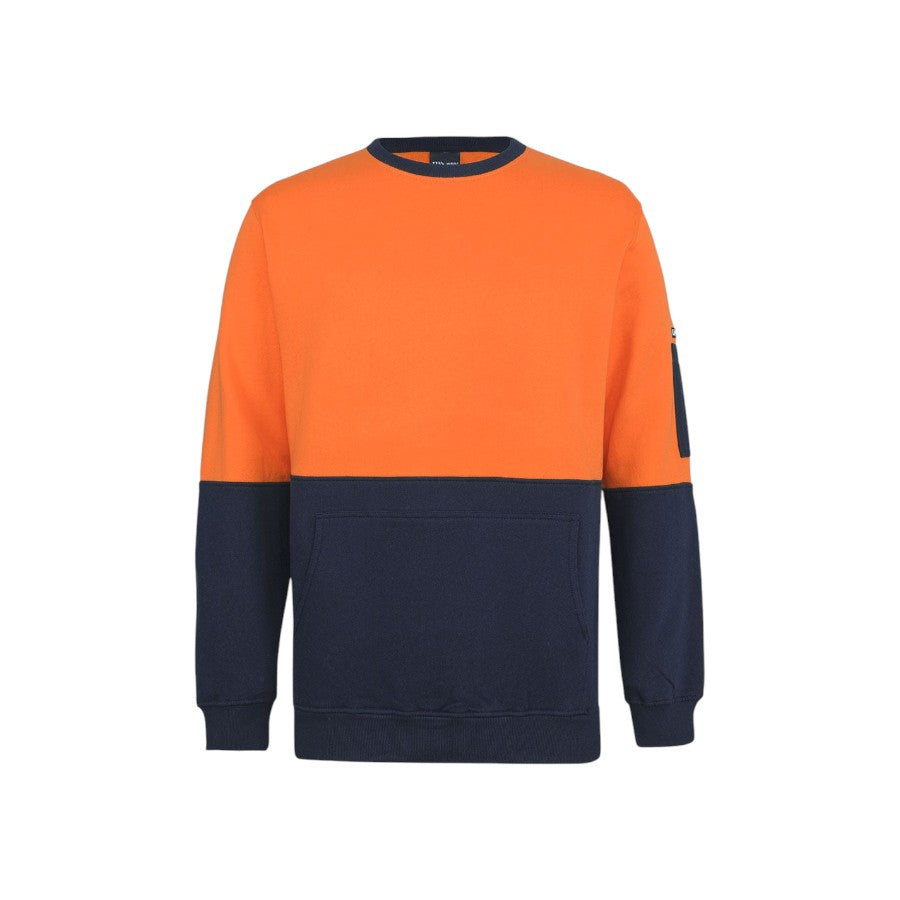 Hi Vis 310 Cotton Crew Neck Fleece - Orange/Navy