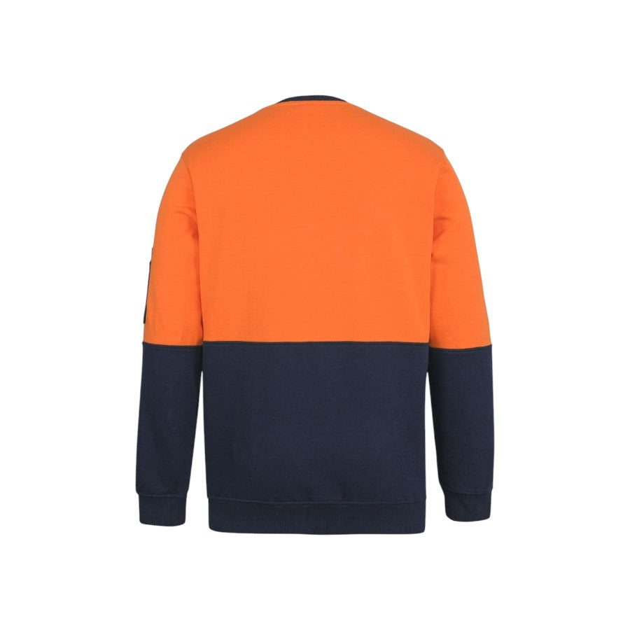Hi Vis 310 Cotton Crew Neck Fleece - Orange/Navy