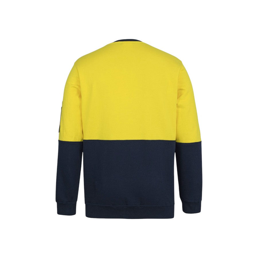 Hi Vis 310 Cotton Crew Neck Fleece - Yellow/Navy