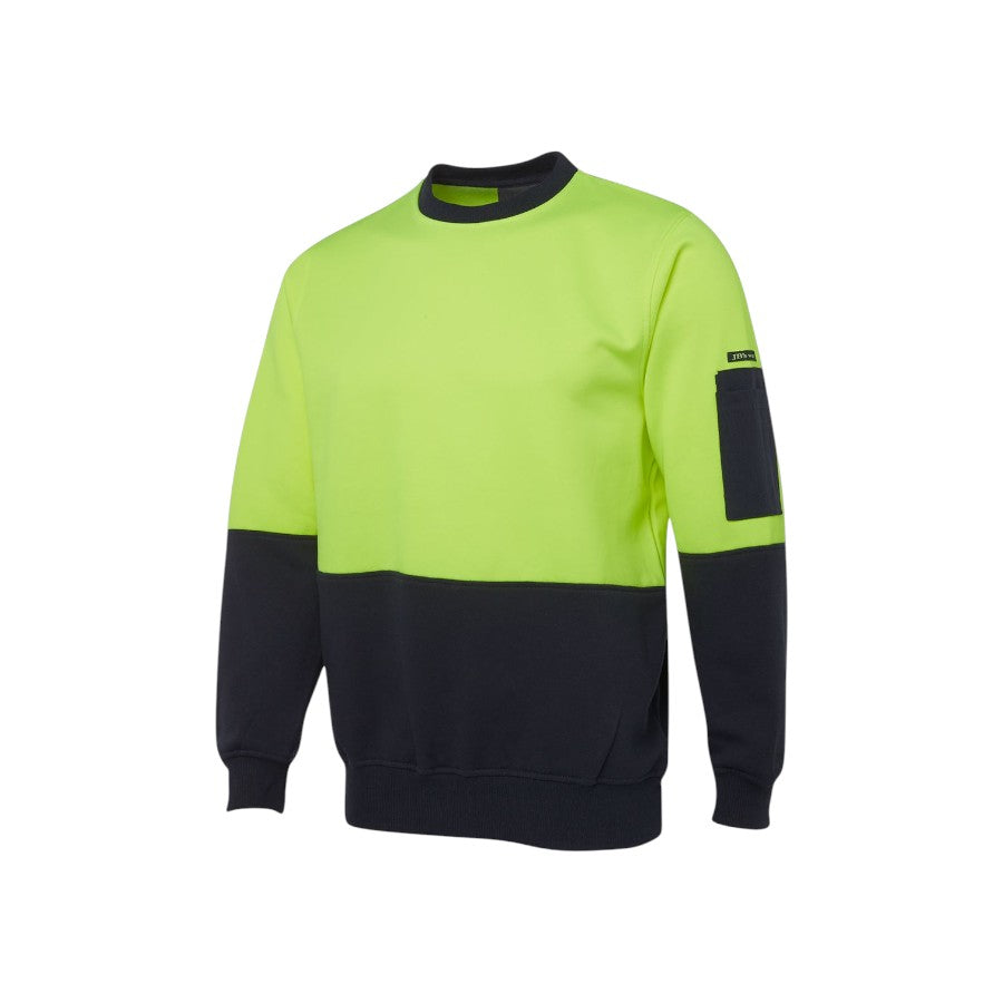 Hi Vis Fleecy Crew - Lime/Navy