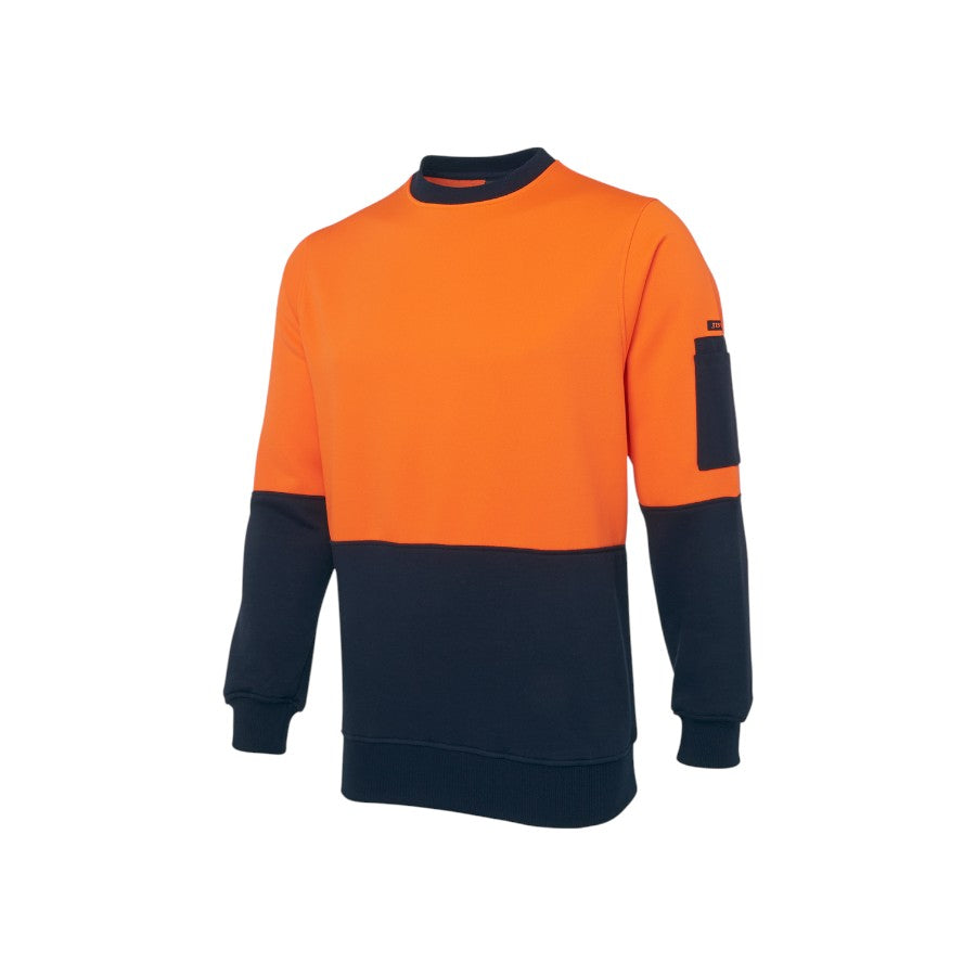 Hi Vis Fleecy Crew - Orange/Navy