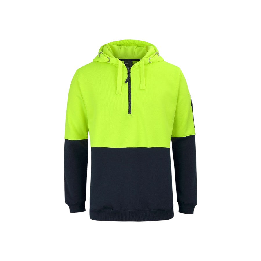 Hi Vis 1/2 Zip Hoodie - Lime/Navy