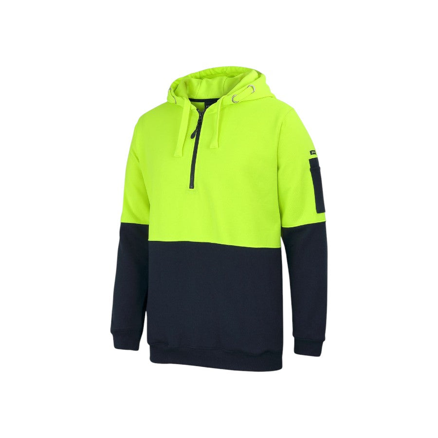 Hi Vis 1/2 Zip Hoodie - Lime/Navy